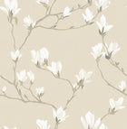 113353 Little Magnolia Natural Wallpaper by Laura Ashley