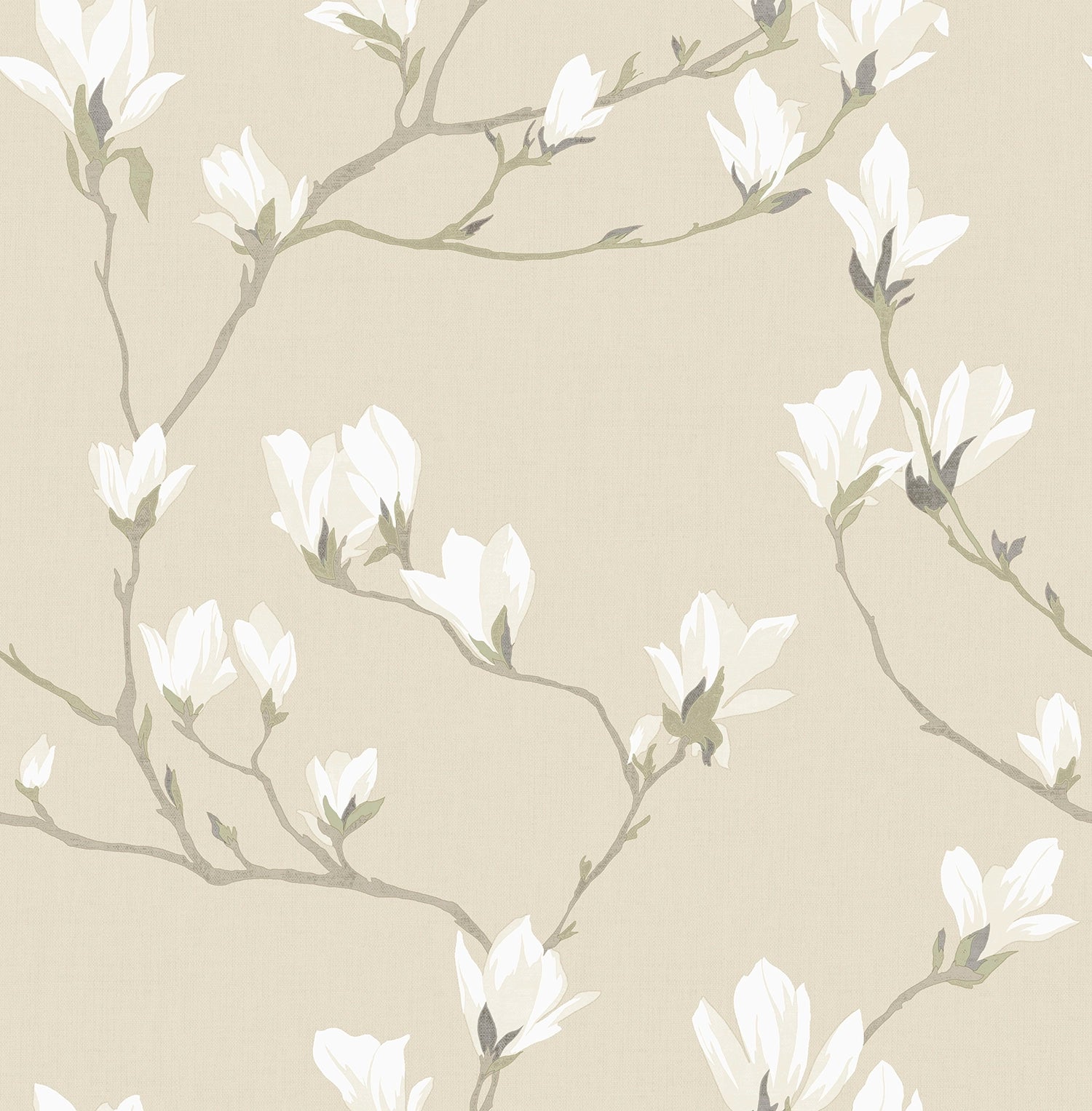 113353 Little Magnolia Natural Wallpaper by Laura Ashley