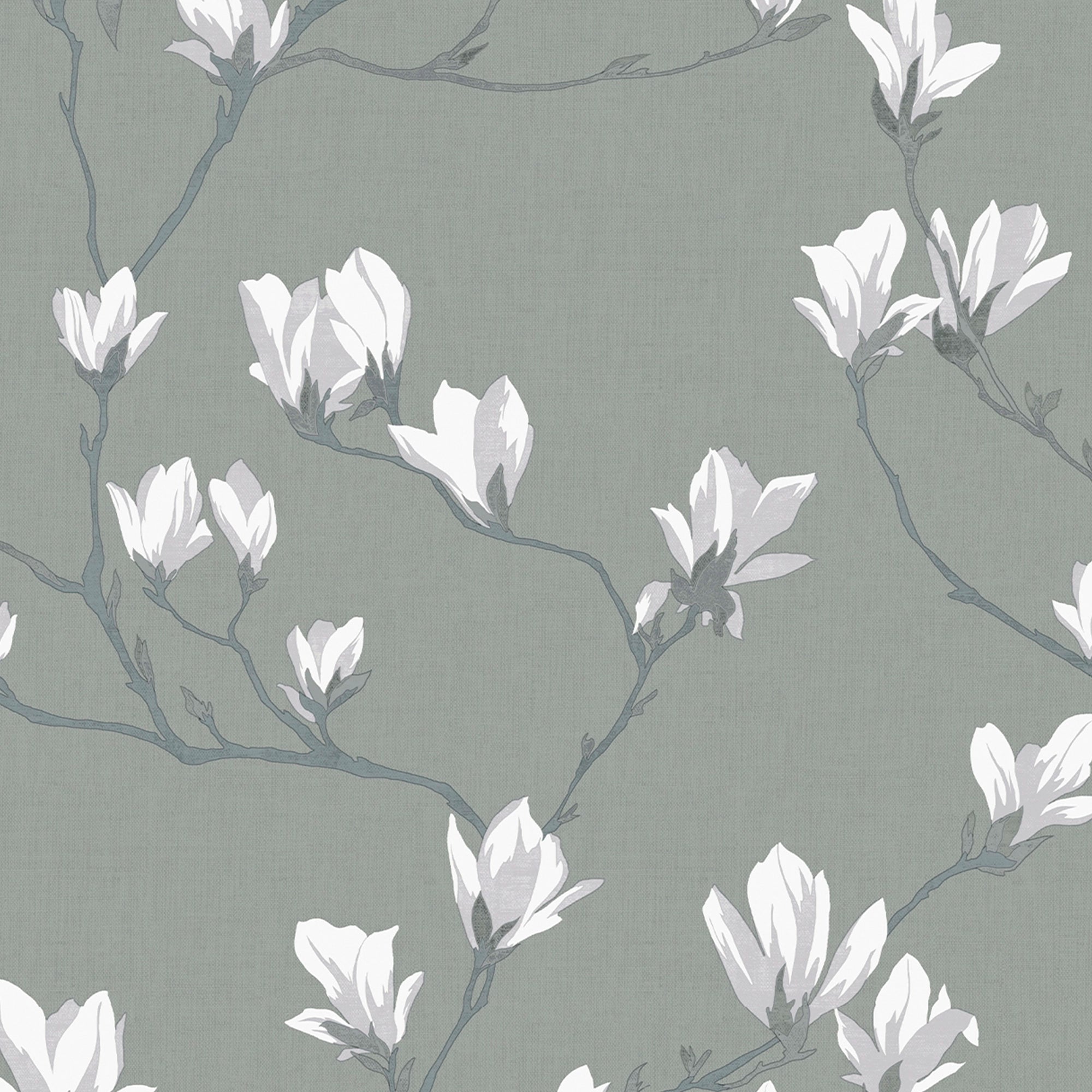 113354 Little Magnolia Slate Wallpaper by Laura Ashley
