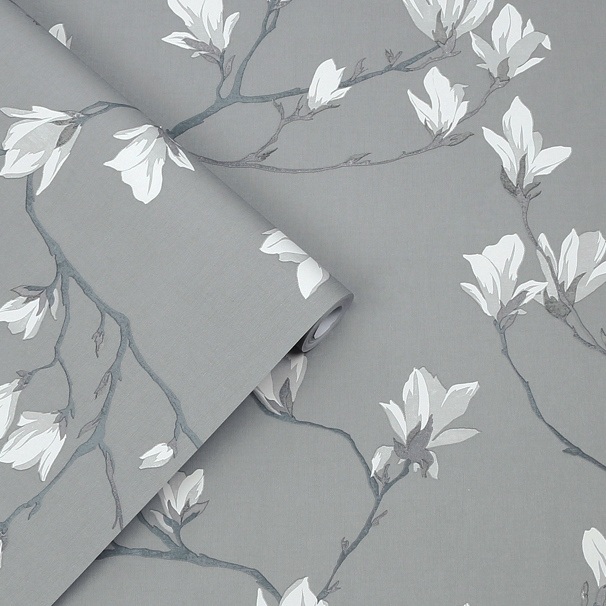 113354 Little Magnolia Slate Wallpaper by Laura Ashley