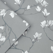113354 Little Magnolia Slate Wallpaper by Laura Ashley