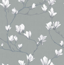 113354 Little Magnolia Slate Wallpaper by Laura Ashley