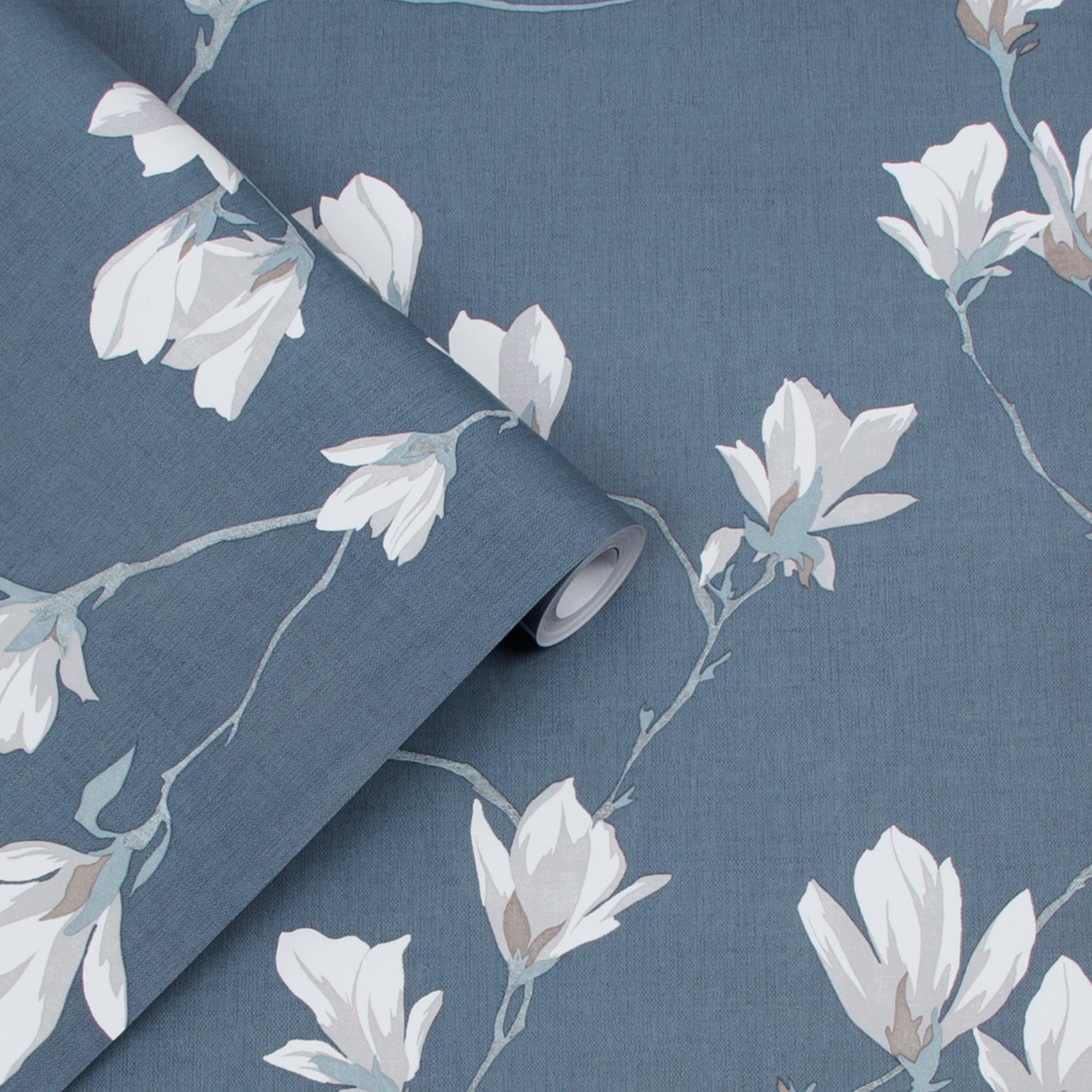113355 Little Magnolia Dusky Seaspray Wallpaper by Laura Ashley
