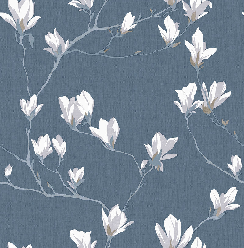 113355 Little Magnolia Dusky Seaspray Wallpaper by Laura Ashley