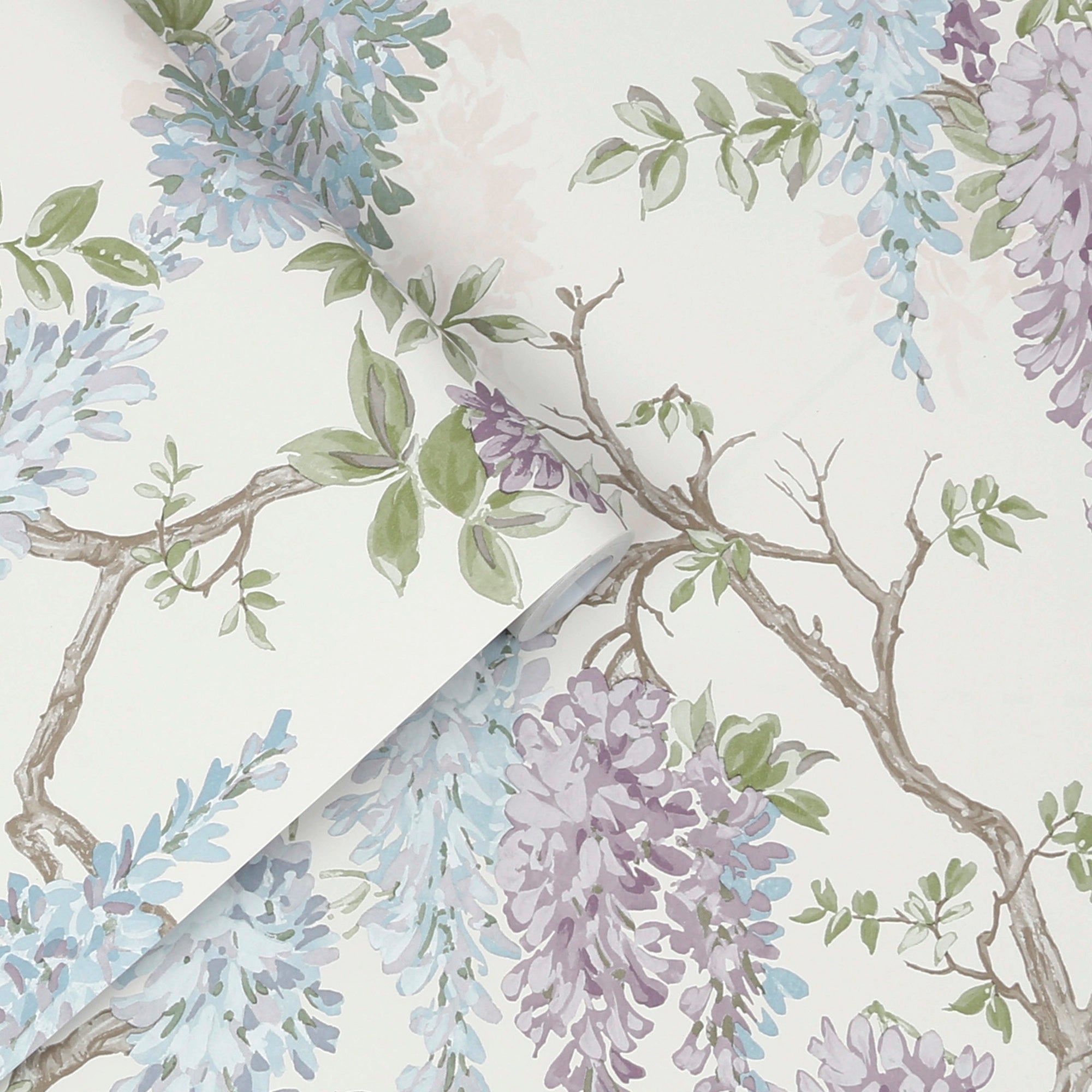 113356 Wisteria Garden Pale Iris Wallpaper by Laura Ashley