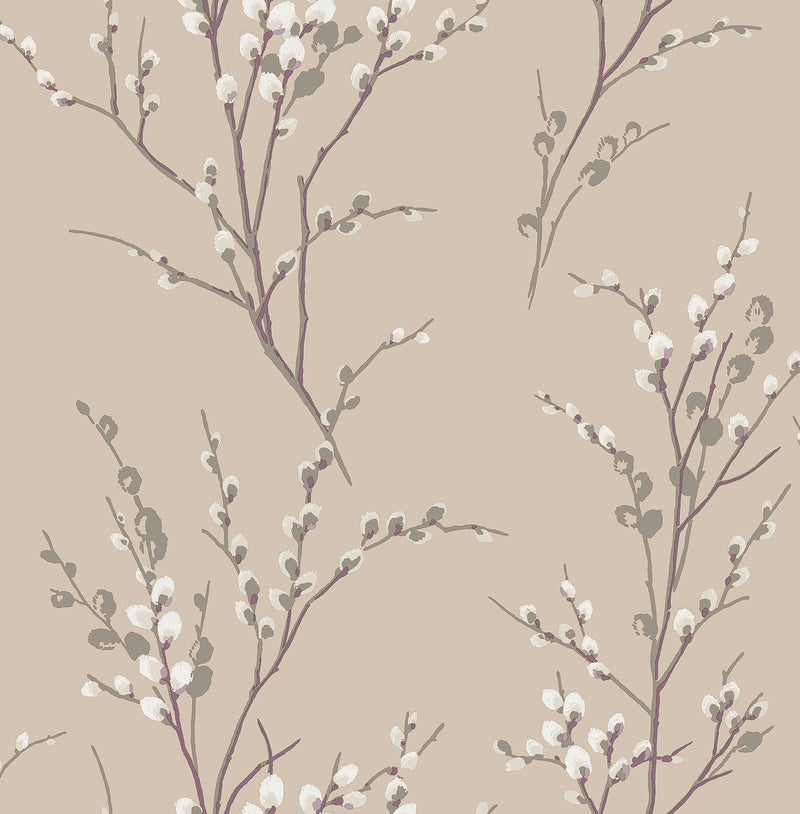 113358 Pussy Willow Natural Wallpaper by Laura Ashley