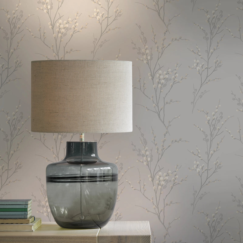 113361 Pussy Willow Dove Grey Wallpaper by Laura Ashley