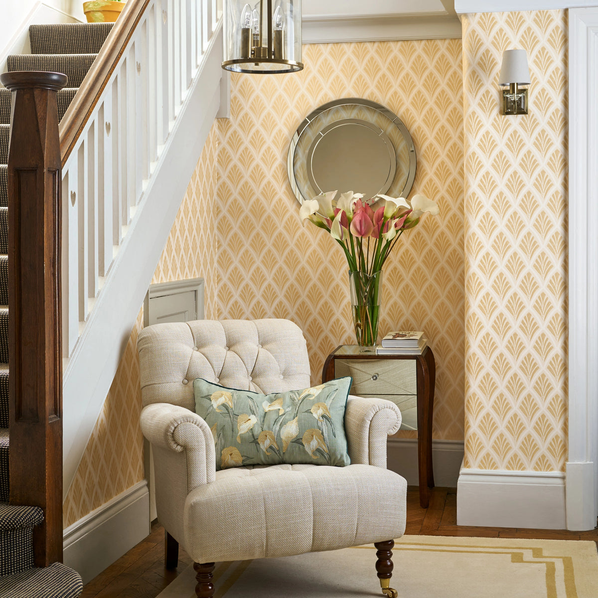 Florin Gold Wallpaper by Laura Ashley