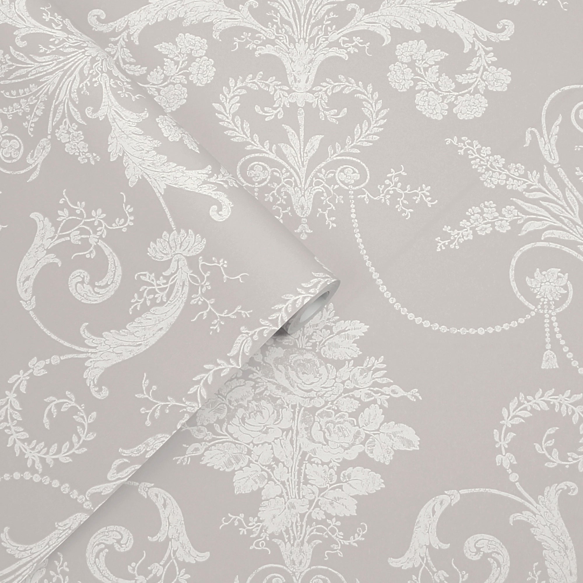 113378 Josette Dove Grey Wallpaper by Laura Ashley
