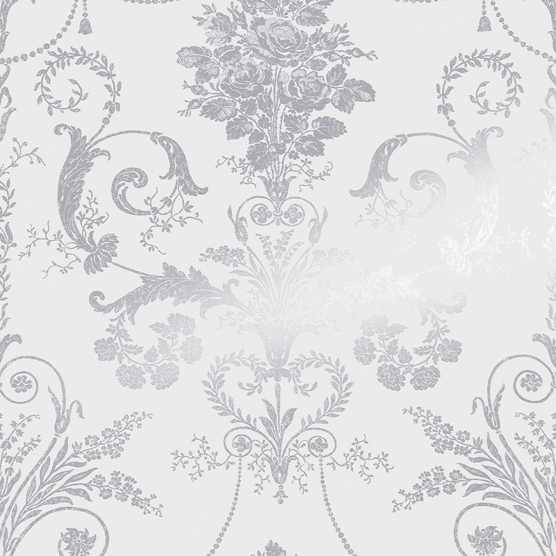 113379 Josette Metallic Silver Wallpaper by Laura Ashley