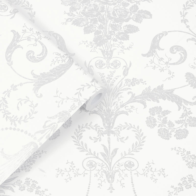 113379 Josette Metallic Silver Wallpaper by Laura Ashley