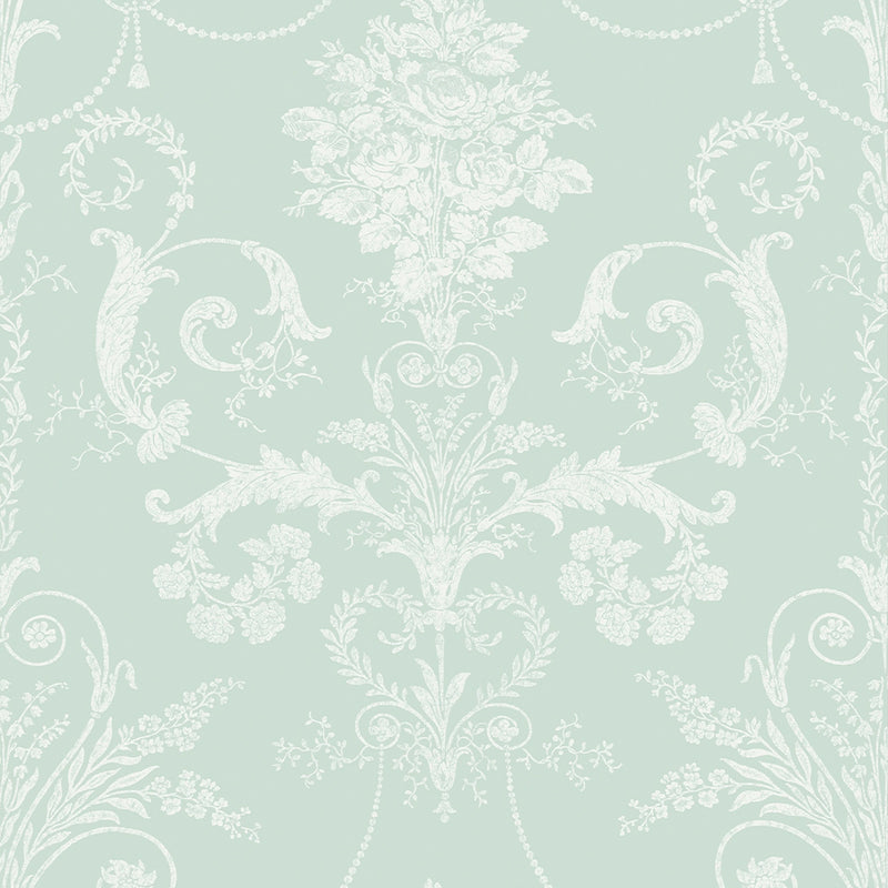 113380 Josette Duck Egg Wallpaper by Laura Ashley