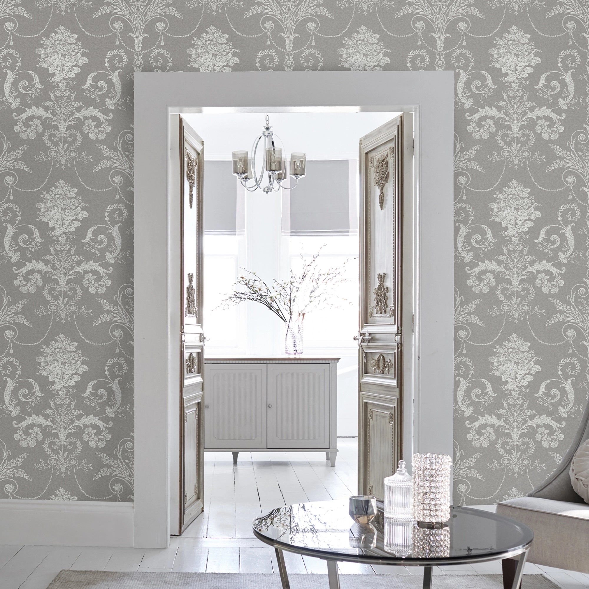 113383 Josette Steel Wallpaper by Laura Ashley