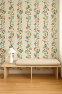 NPOP113384 On The VIne Tangerine/Kelly Green Wallpaper by Scion