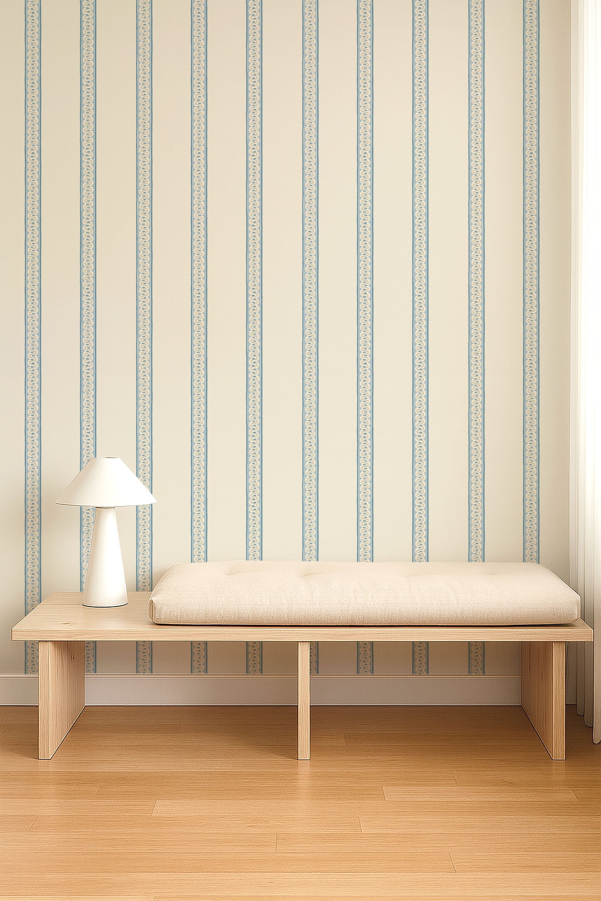 NPOP113385 Fondant Stripe Denim Wallpaper by Scion