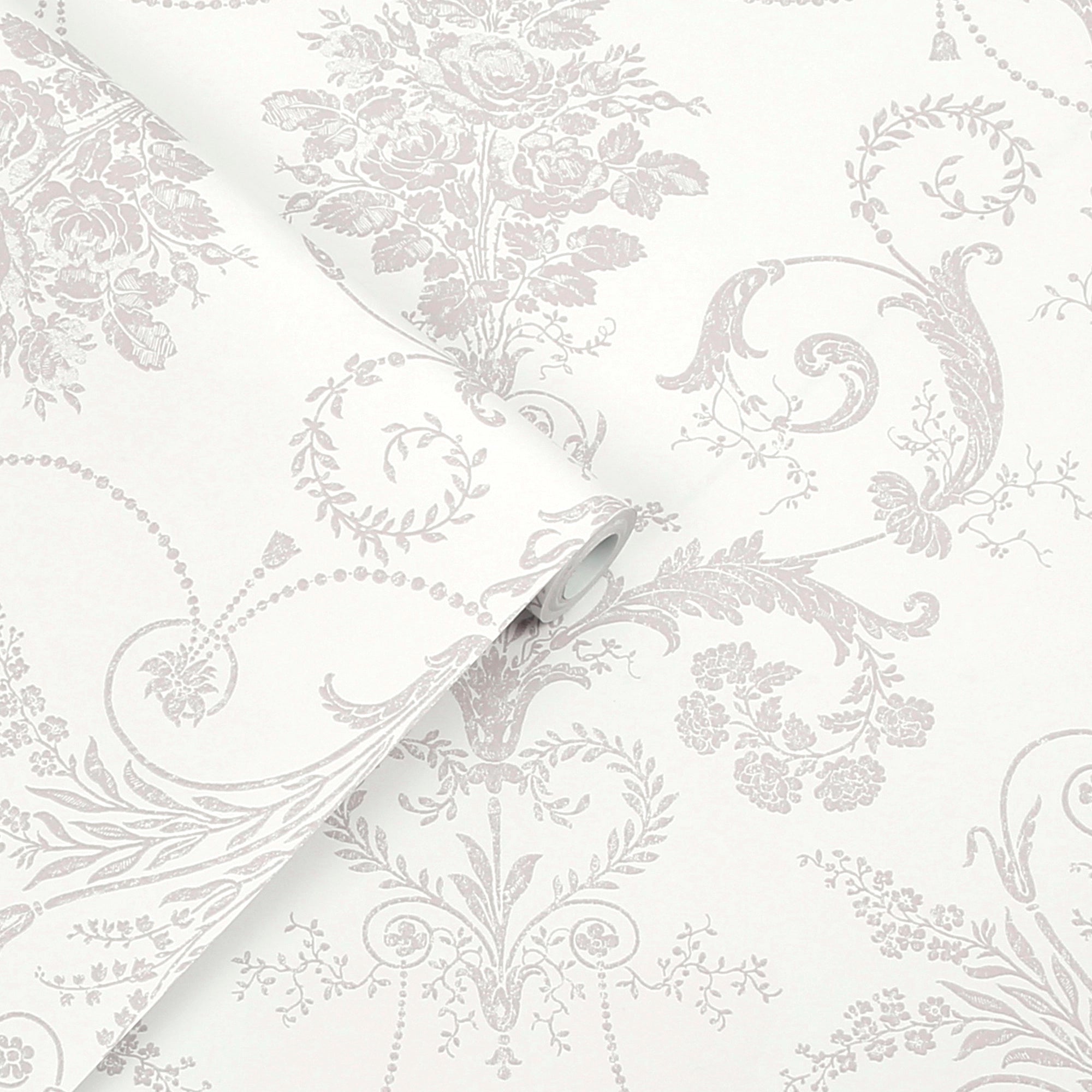 113385 Josette Dove Grey / White Wallpaper by Laura Ashley