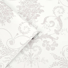 113385 Josette Dove Grey / White Wallpaper by Laura Ashley