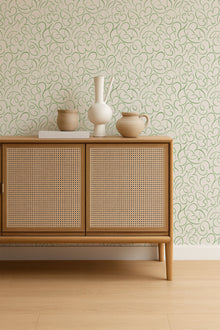 NPOP113388 Flo Swirl Pine Wallpaper by Scion