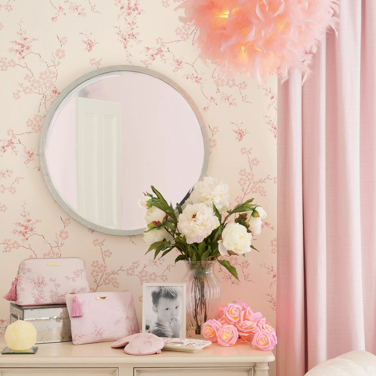 Oriental Blossom Blush Wallpaper by Laura Ashley