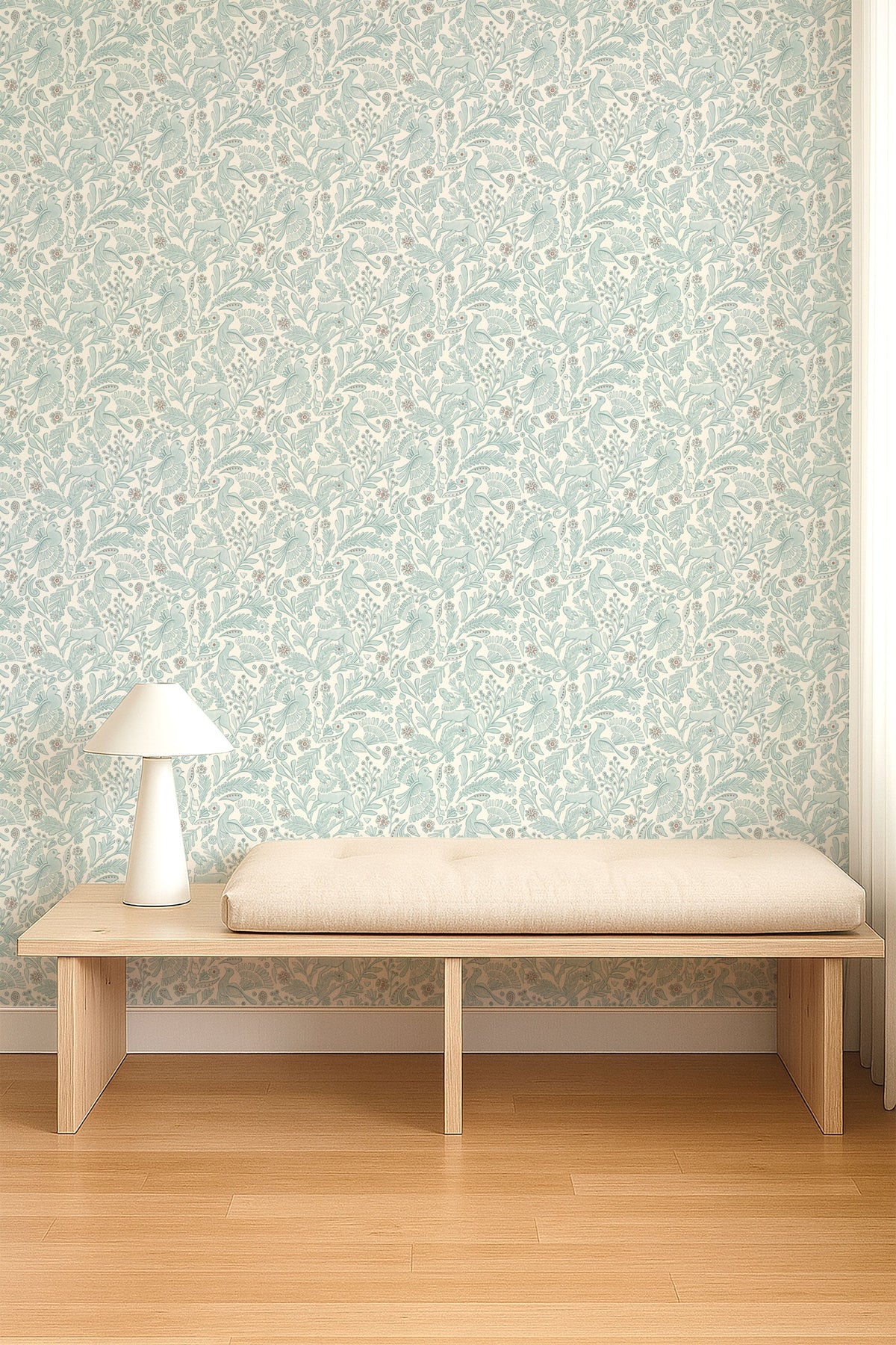 Dove & Deer Coast Blue Pomona Wallpaper by Scion
