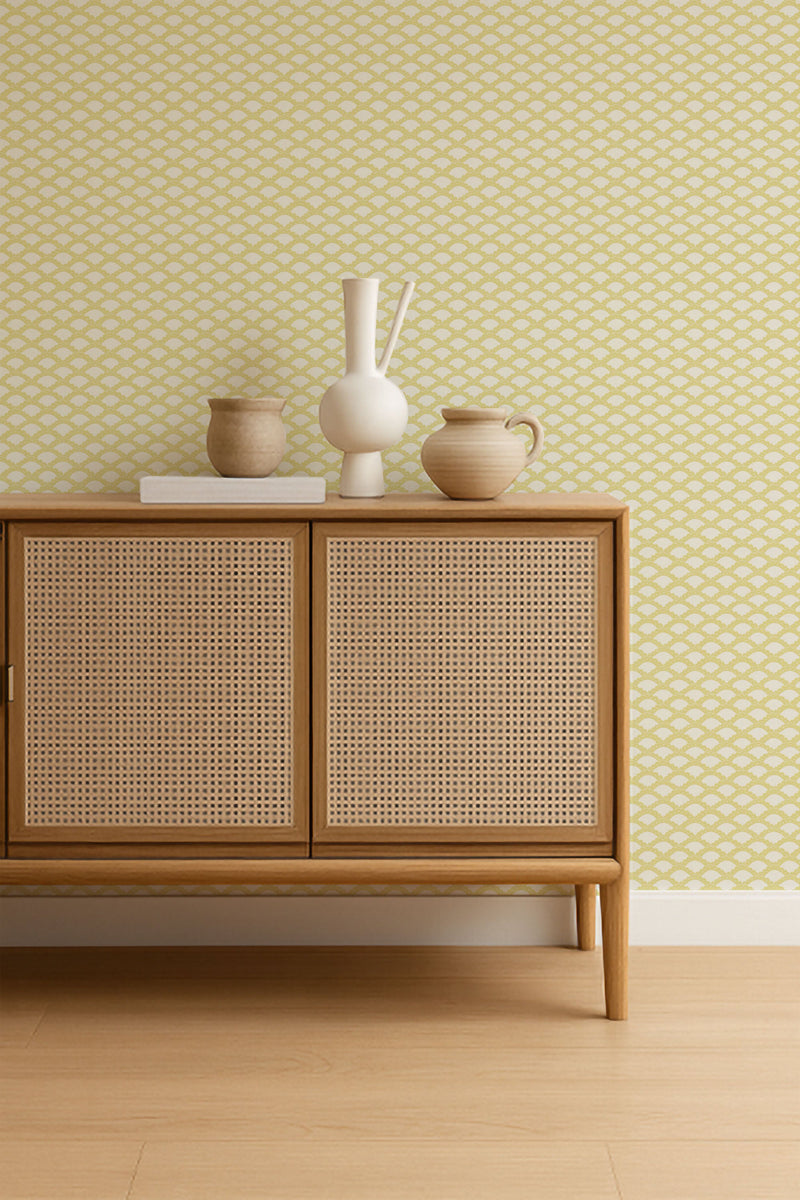 NPOP113393 Scallop Frill Buttercup Wallpaper by Scion