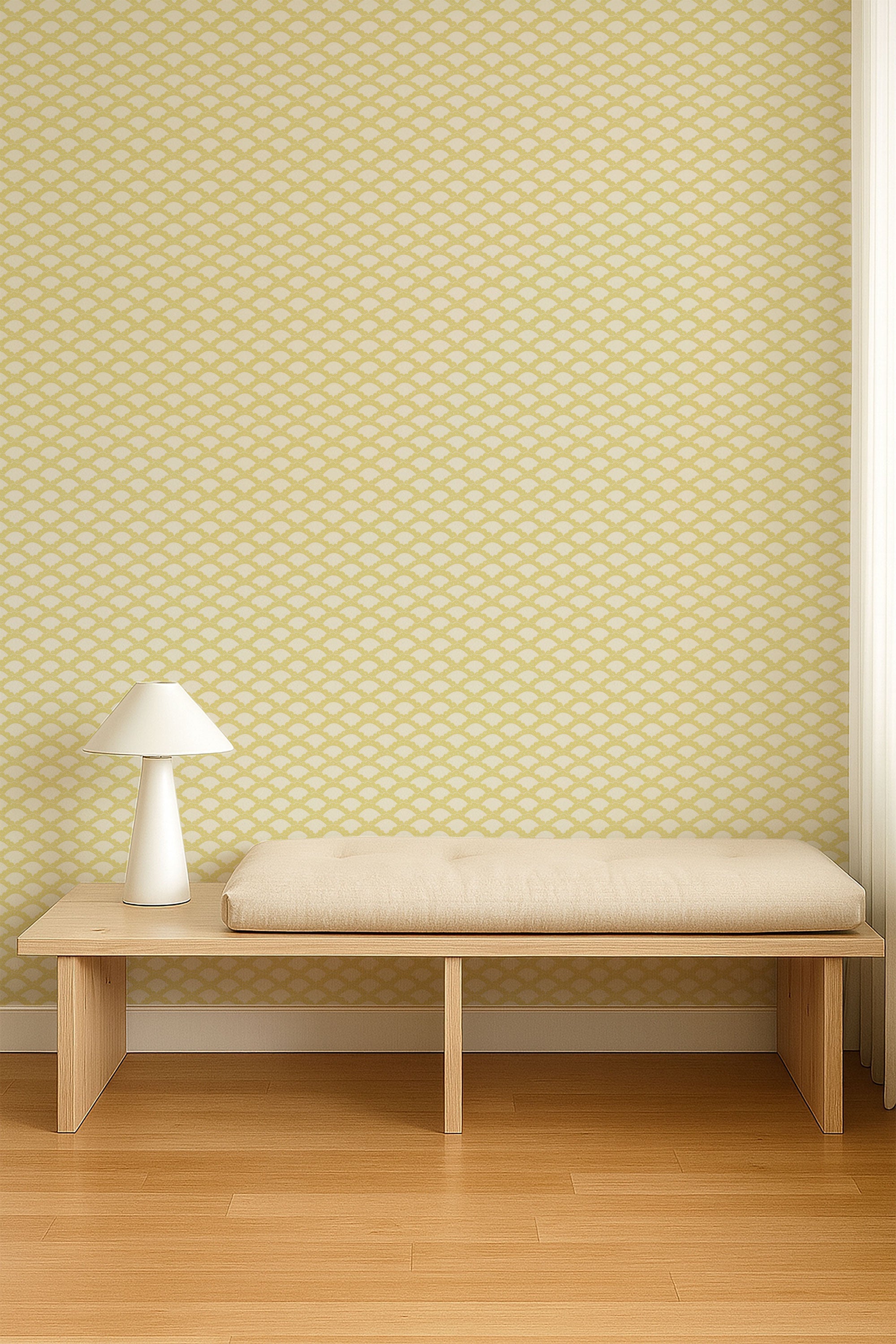 NPOP113393 Scallop Frill Buttercup Wallpaper by Scion