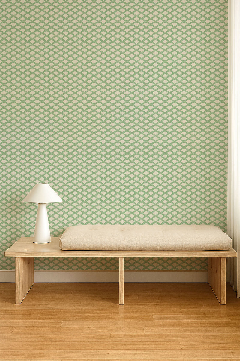 NPOP113394 Scallop Frill Jade Wallpaper by Scion