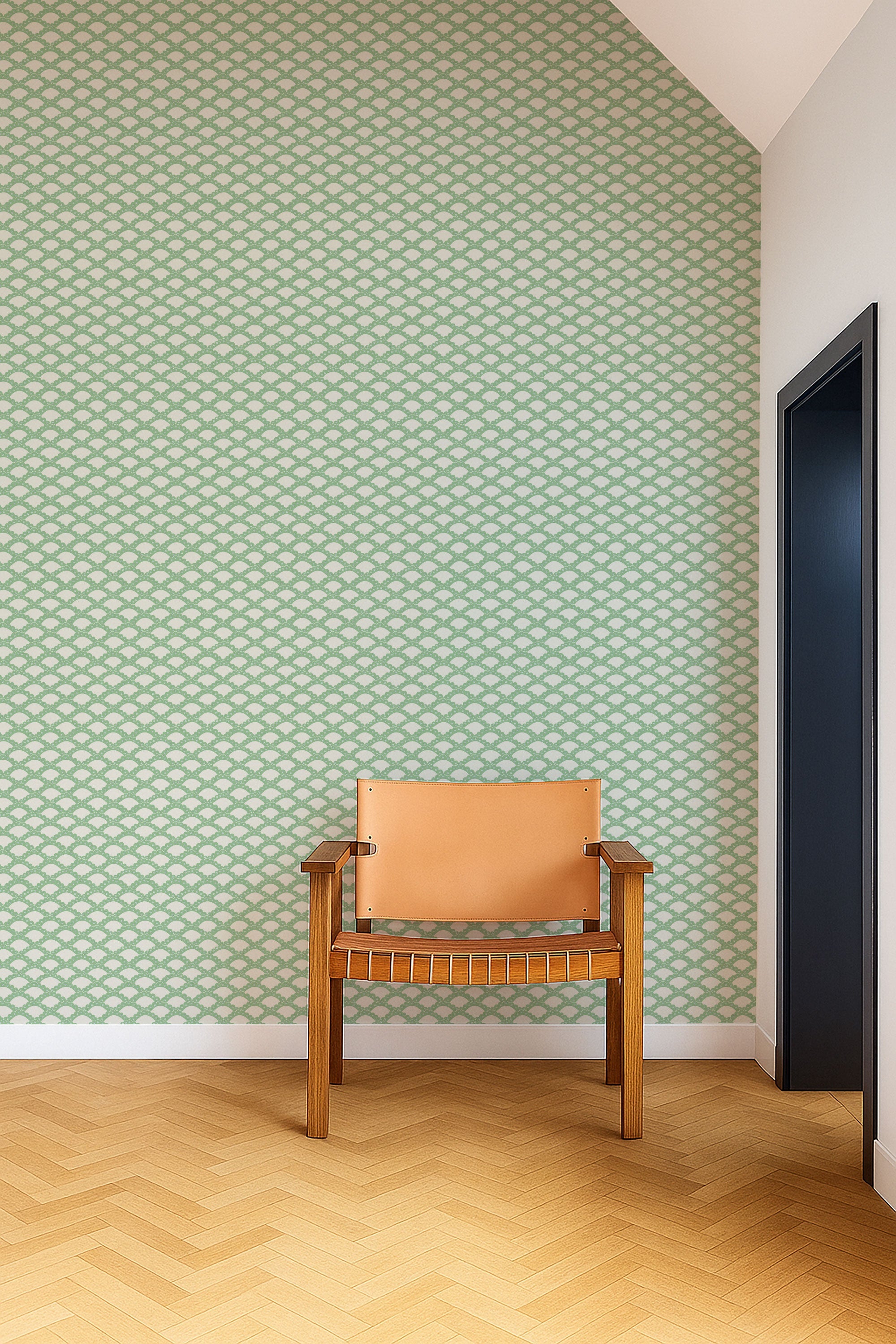 NPOP113394 Scallop Frill Jade Wallpaper by Scion