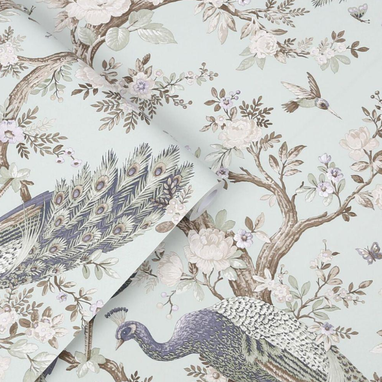 113398 Belvedere Duck Egg Wallpaper by Laura Ashley