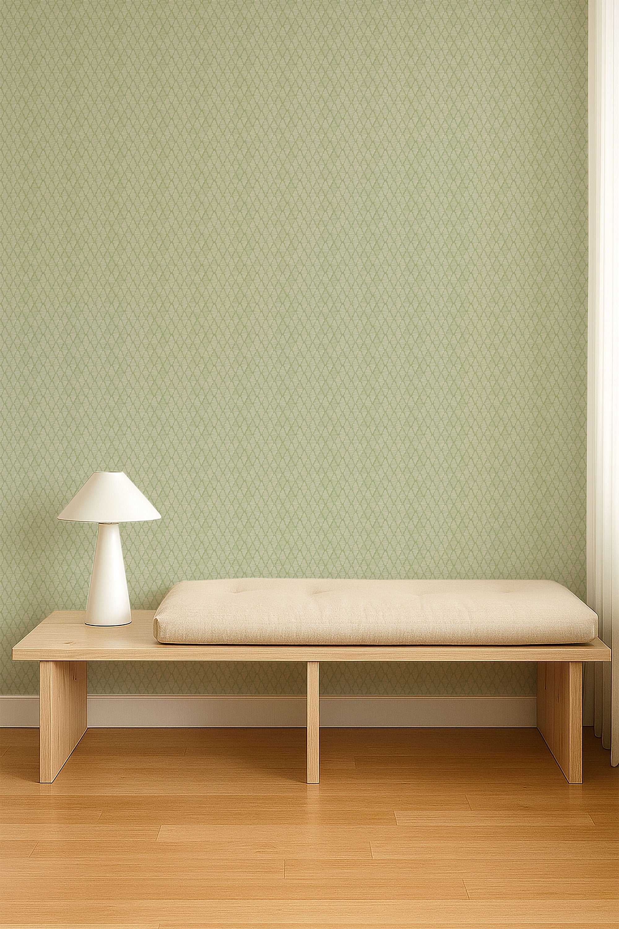 NPOP113402 Triangle Trellis Kelly Green Wallpaper by Scion