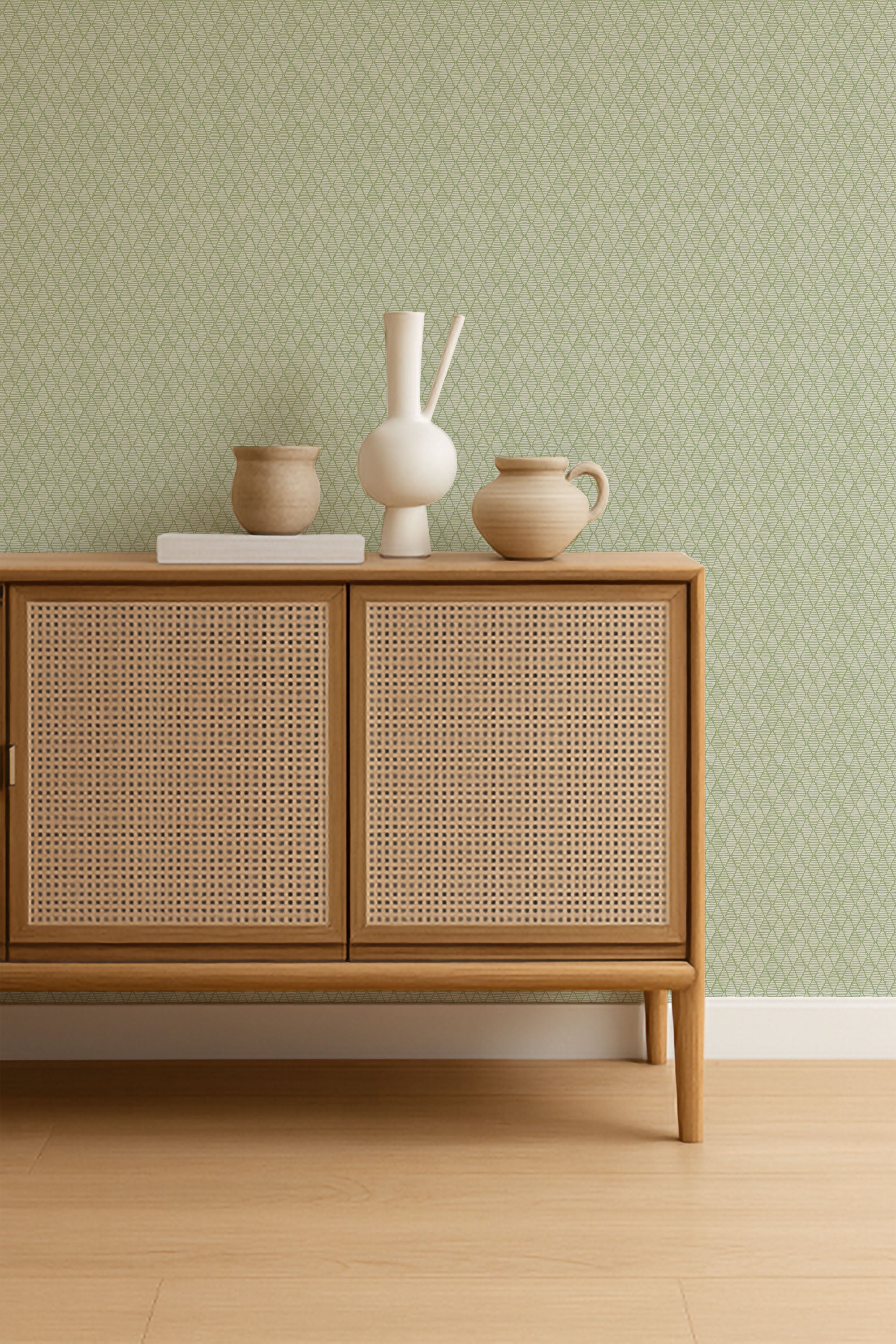 NPOP113402 Triangle Trellis Kelly Green Wallpaper by Scion