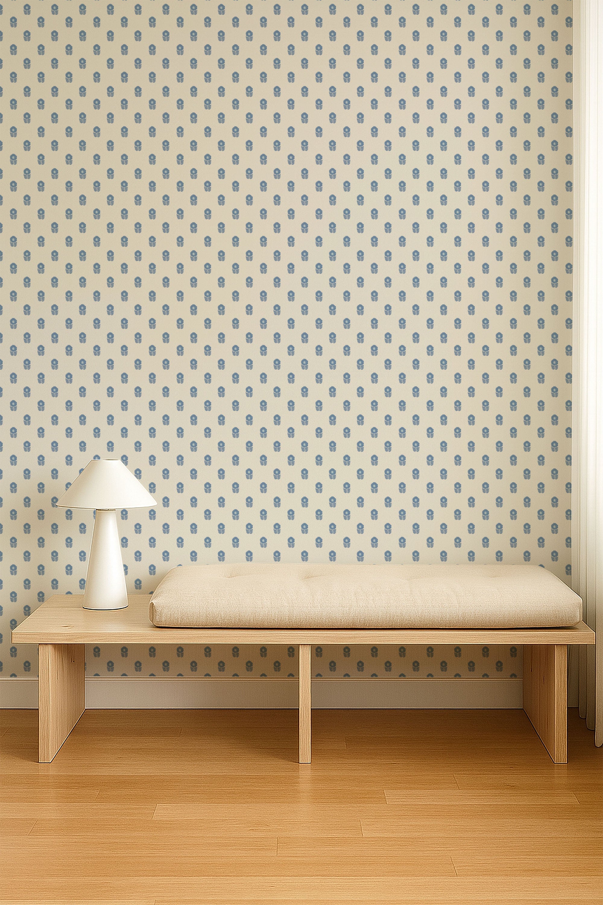 NPOP113406 Ditsy Daisy Denim Wallpaper by Scion