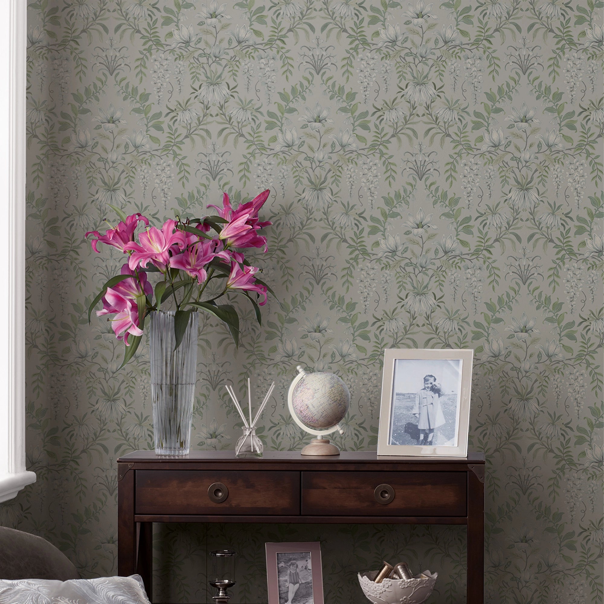 113406 Parterre Sage Wallpaper by Laura Ashley