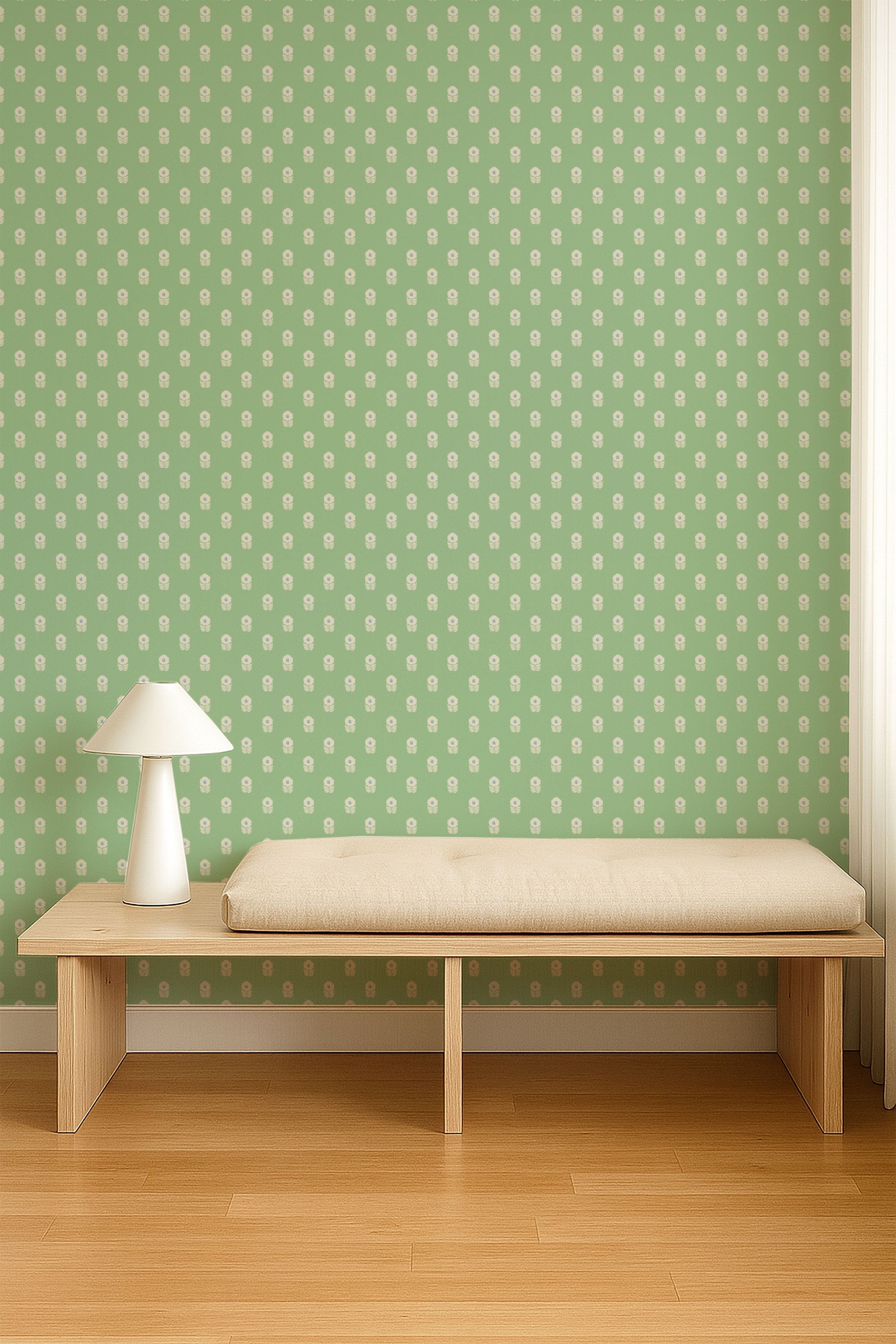 NPOP113408 Ditsy Daisy Jade Wallpaper by Scion