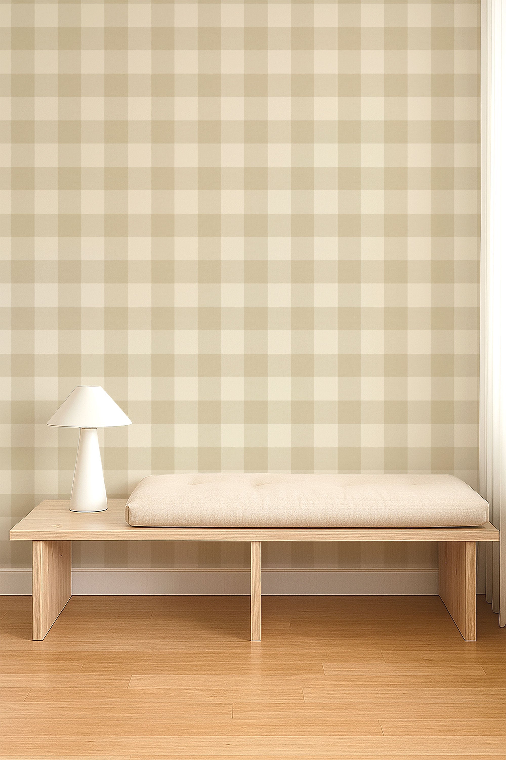 NPOP113415 Central Check Pebble Wallpaper by Scion