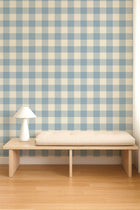 NPOP113416 Central Check Cornflower Wallpaper by Scion