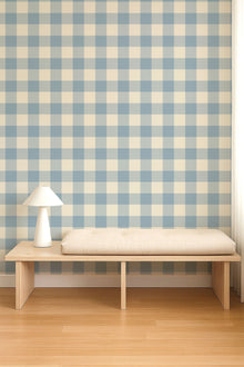 NPOP113416 Central Check Cornflower Wallpaper by Scion