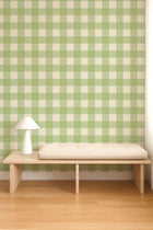 NPOP113417 Central Check Pea Green Wallpaper by Scion