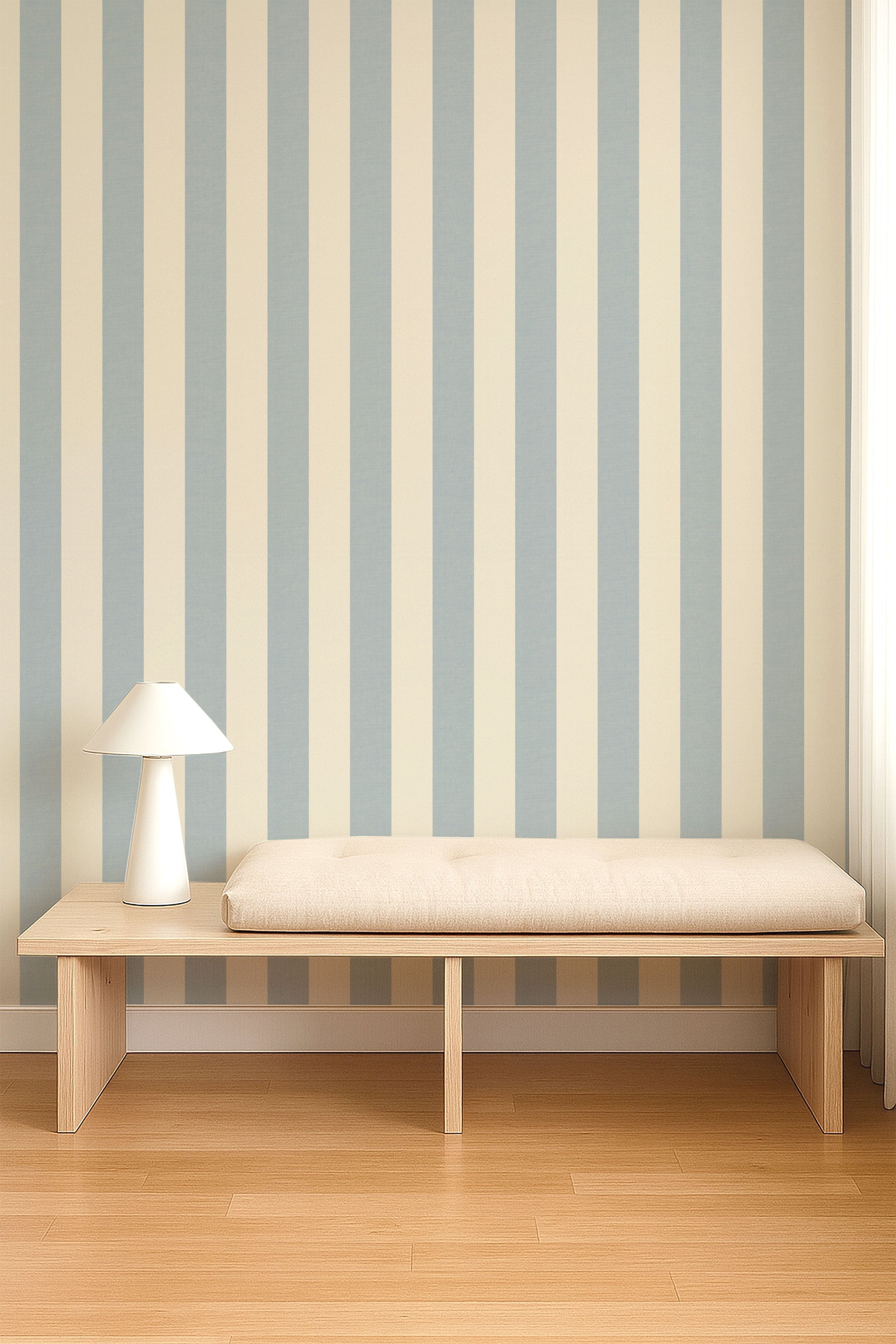 NPOP113420 Central Stripe Cornflower Wallpaper by Scion