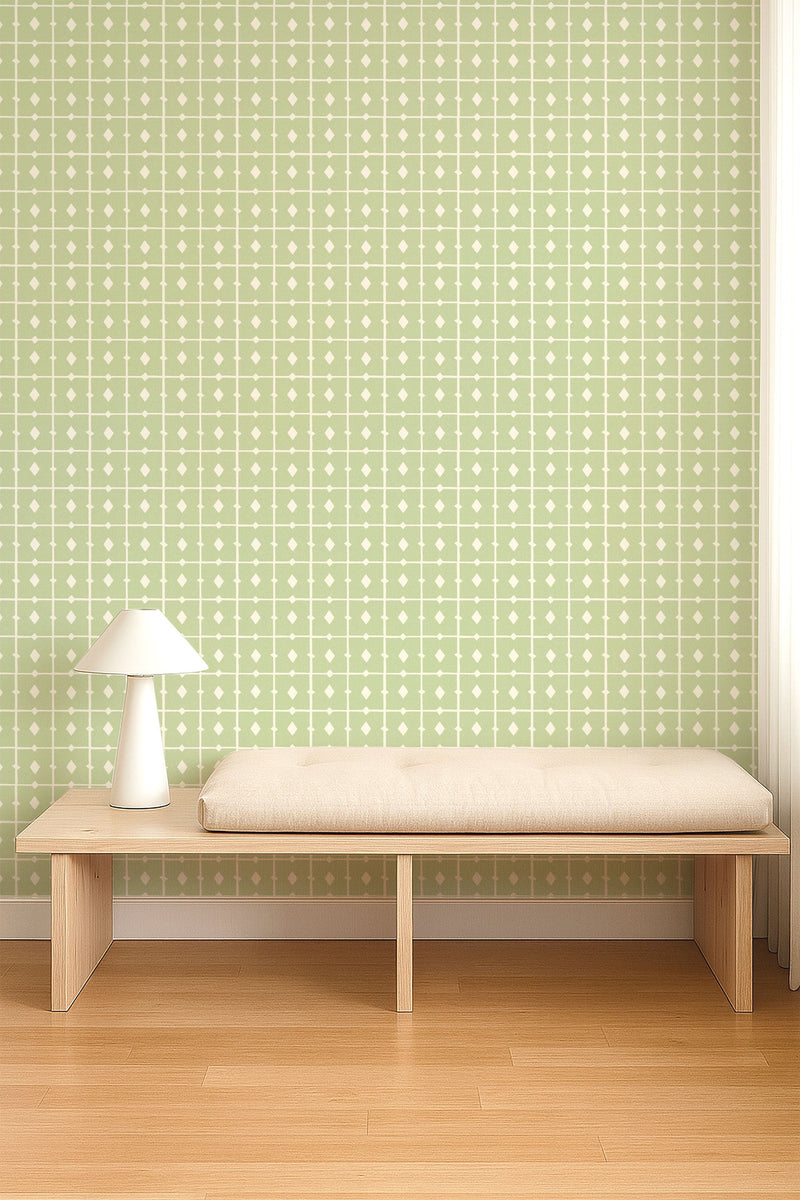 NPOP113423 Tiles Pea Green Wallpaper by Scion