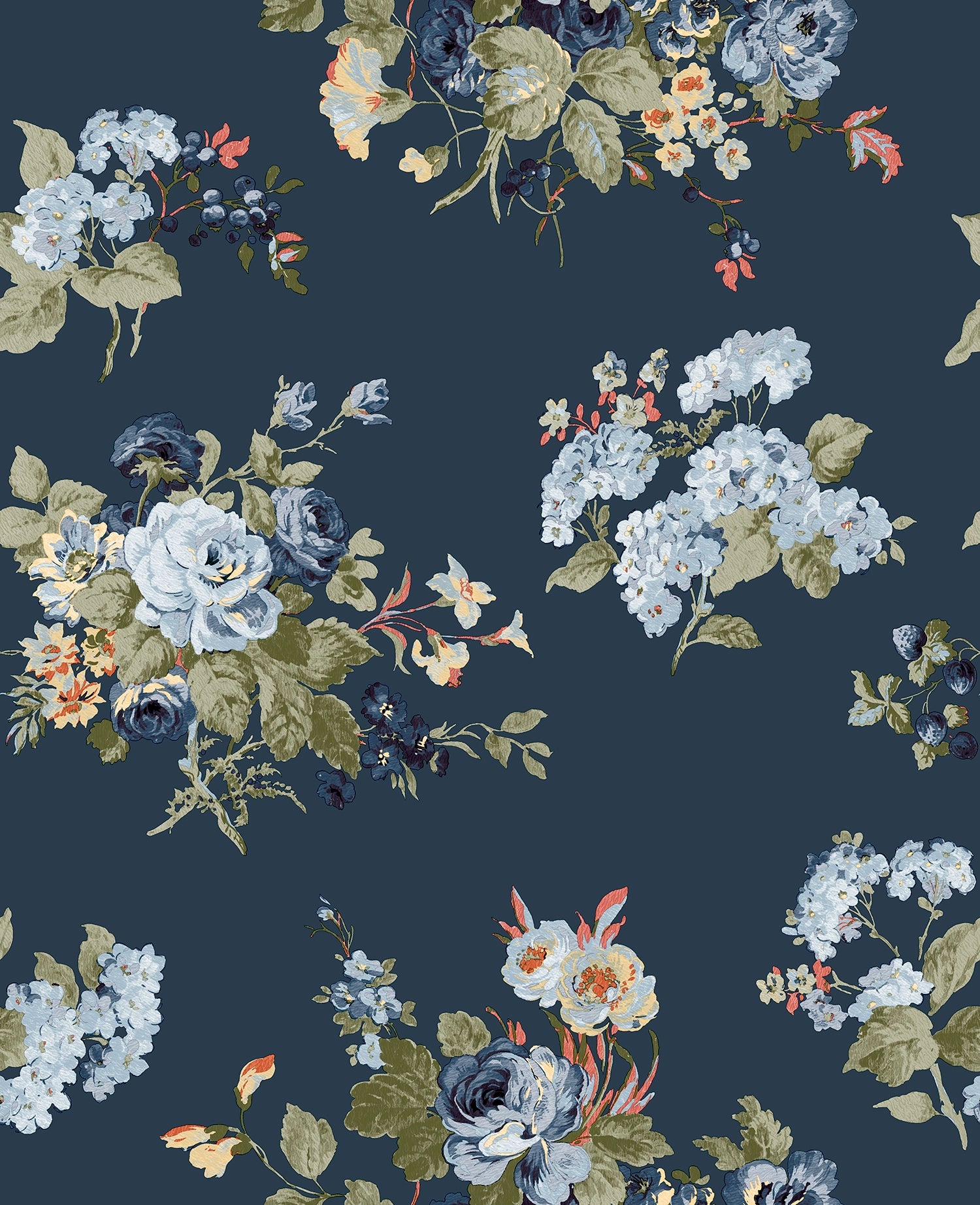 114898 Rosemore Midnight Seaspray Wallpaper by Laura Ashley