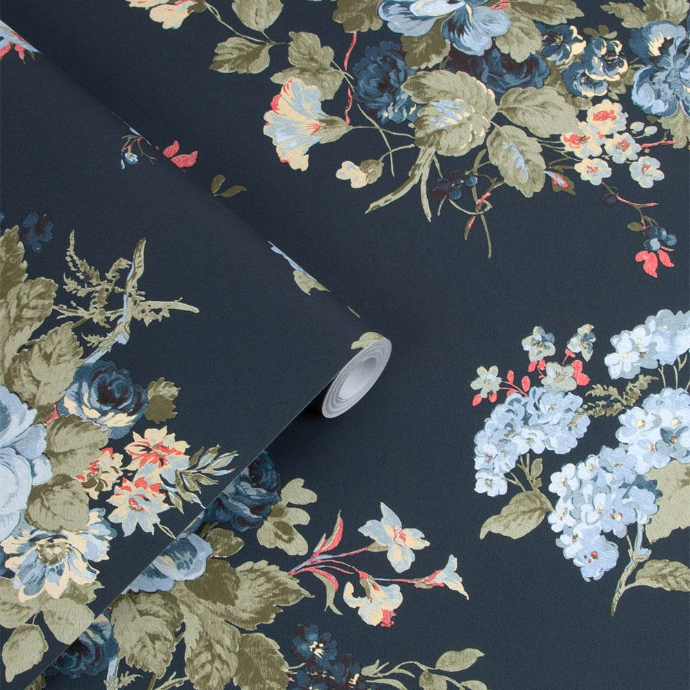 114898 Rosemore Midnight Seaspray Wallpaper by Laura Ashley