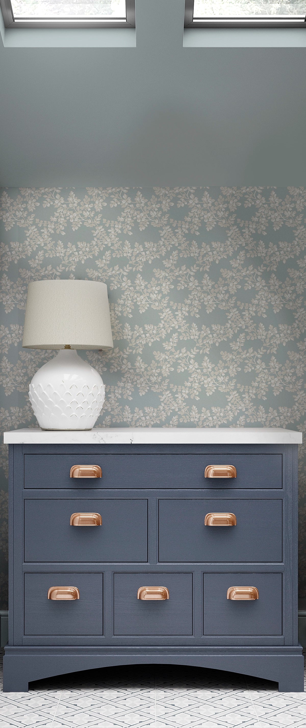 114904 Burnham Pale Seaspray Wallpaper by Laura Ashley