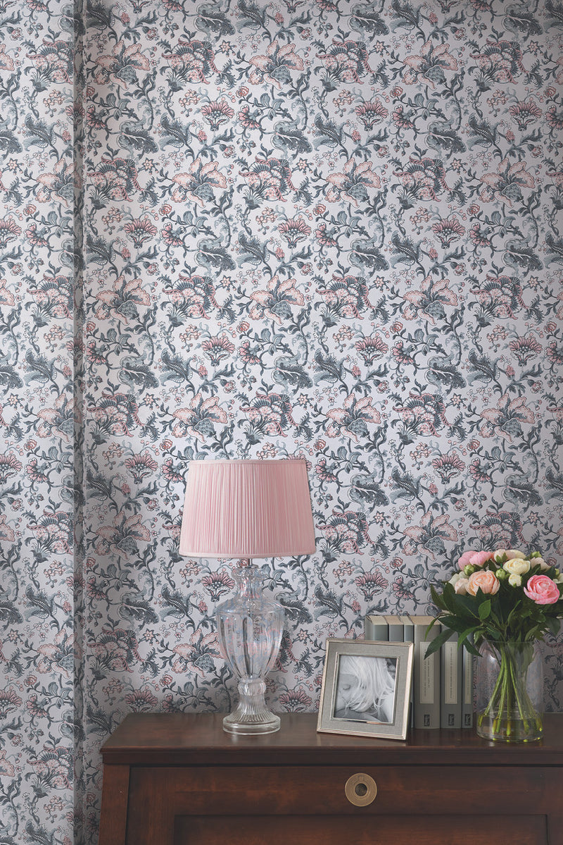 114909 Portia Pale Slate Wallpaper by Laura Ashley