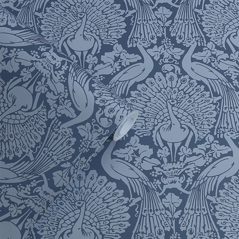 114910 Peacock Damask Dusky Seaspray Wallpaper by Laura Ashley