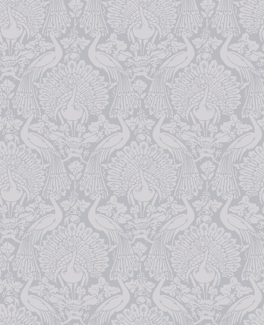 114911 Peacock Damask Pale Slate Wallpaper by Laura Ashley