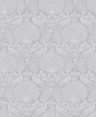 114911 Peacock Damask Pale Slate Wallpaper by Laura Ashley