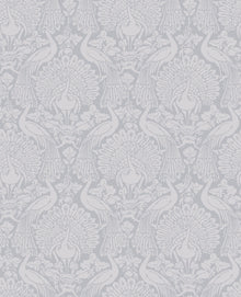 114911 Peacock Damask Pale Slate Wallpaper by Laura Ashley