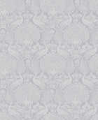 114911 Peacock Damask Pale Slate Wallpaper by Laura Ashley