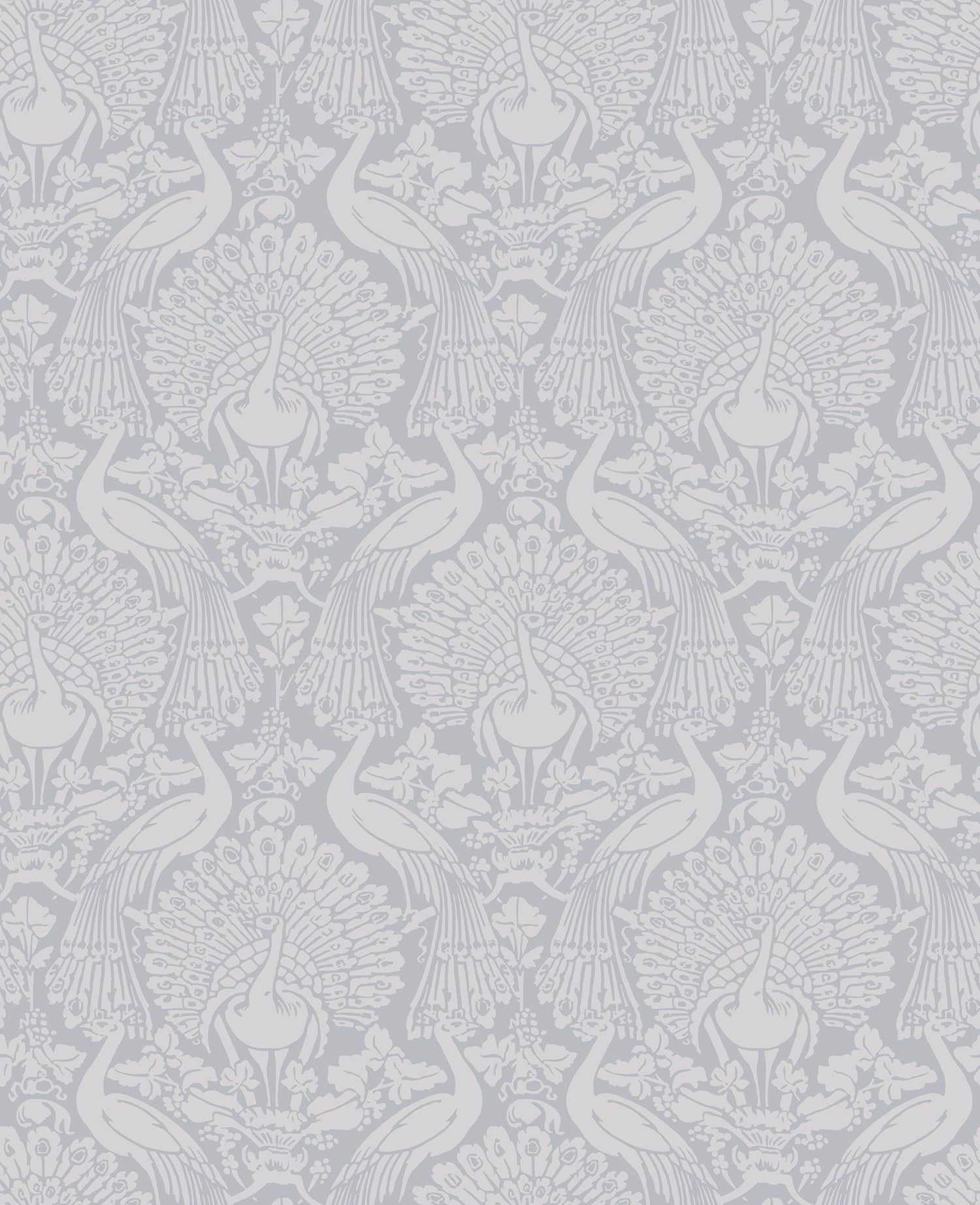 114911 Peacock Damask Pale Slate Wallpaper by Laura Ashley